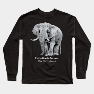 African Elephant "Say No to Ivory" Wildlife Apparel Long Sleeve T-Shirt